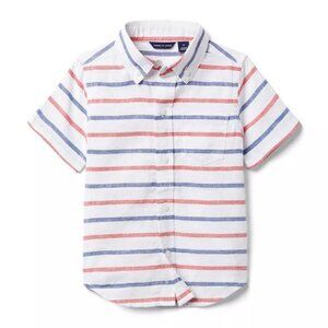 Janie and Jack 18-24 month Linen Red/White/Blue Short Sleeve Shirt